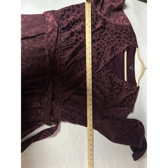 Lane Bryant Leopard Surplice Jacquard Faux Belted burgundy Midi Dress 20 party - Picture 7 of 11